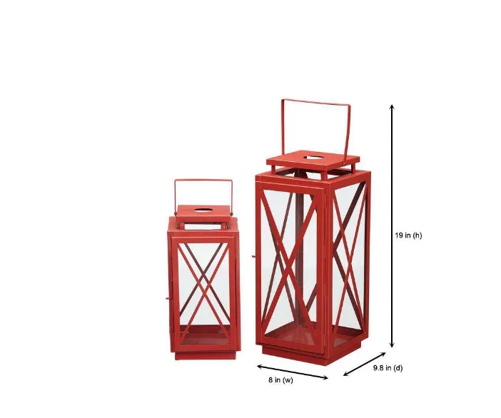 Home Decorators Collection Chili Red Metal Candle Lantern (Set of 2)