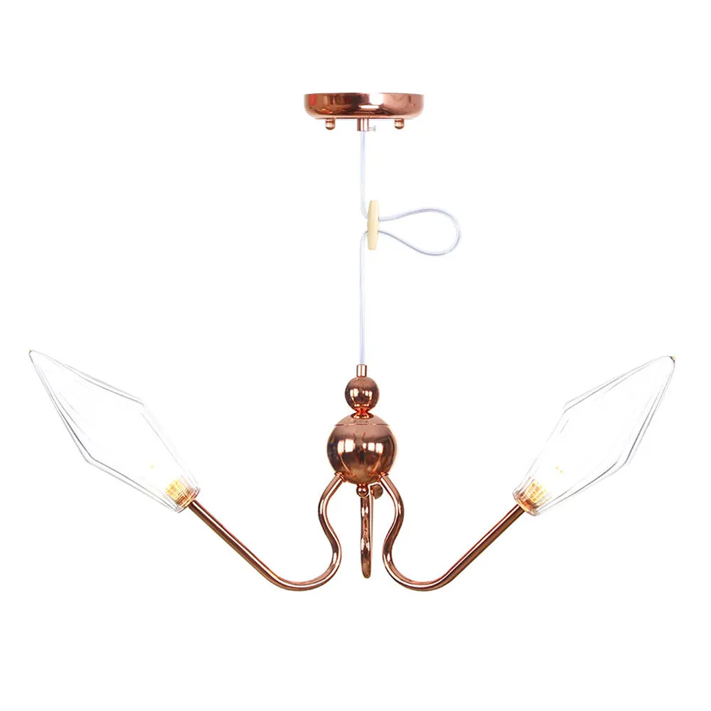 Industrial Diamond Chandelier: Metal & Glass, 3-Light, Amber/Clear Suspension Lamp