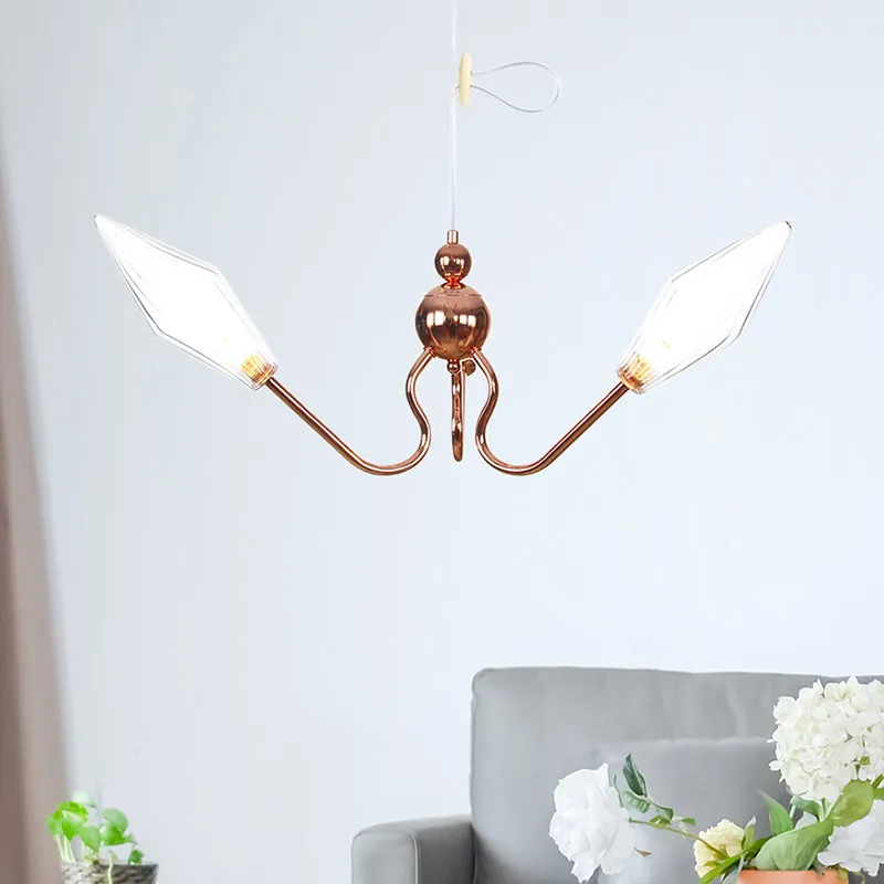 Industrial Diamond Chandelier: Metal & Glass, 3-Light, Amber/Clear Suspension Lamp