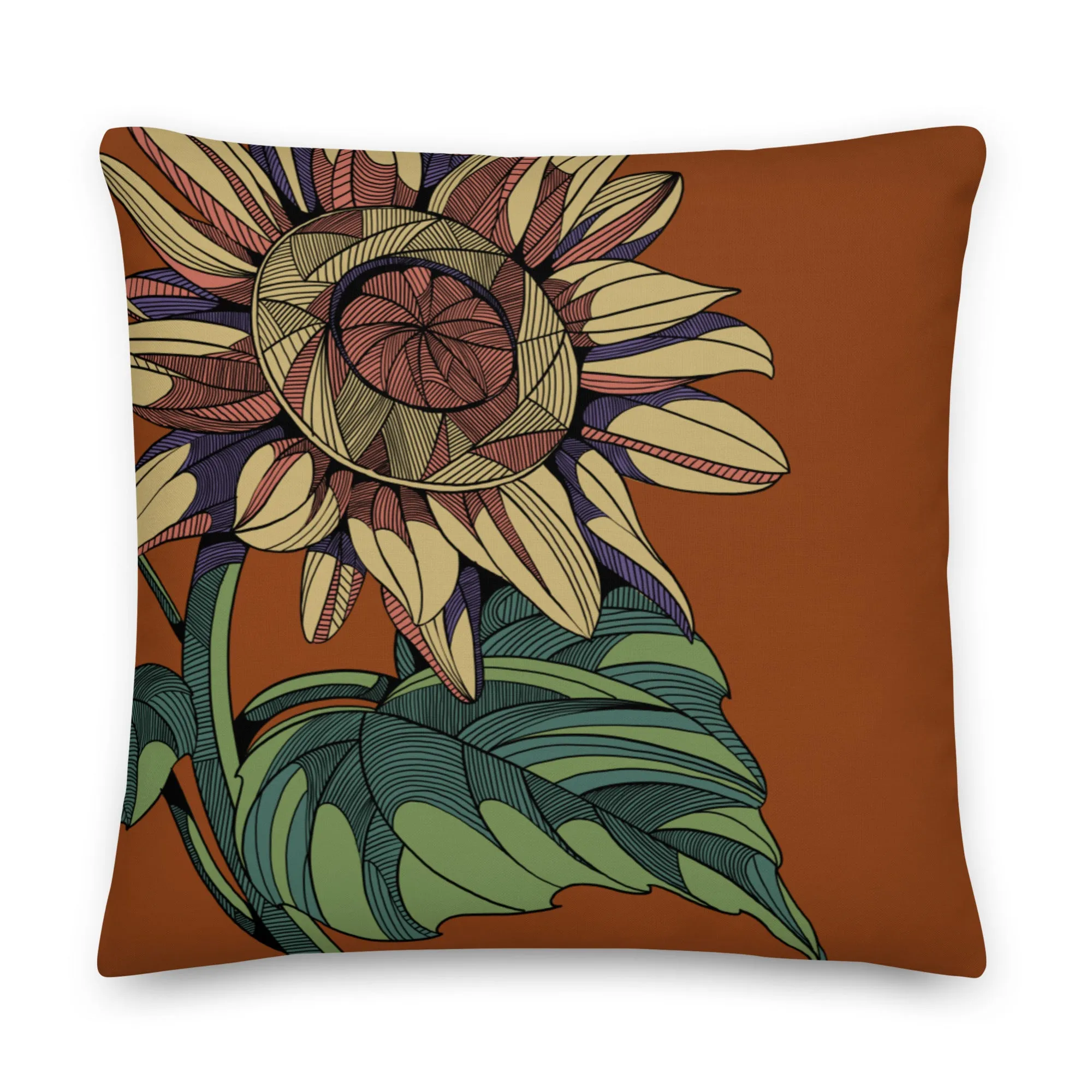 Italian Sunflowers Premium Pre-Stuffed Throw Pillows - Designed by Michigan Artists