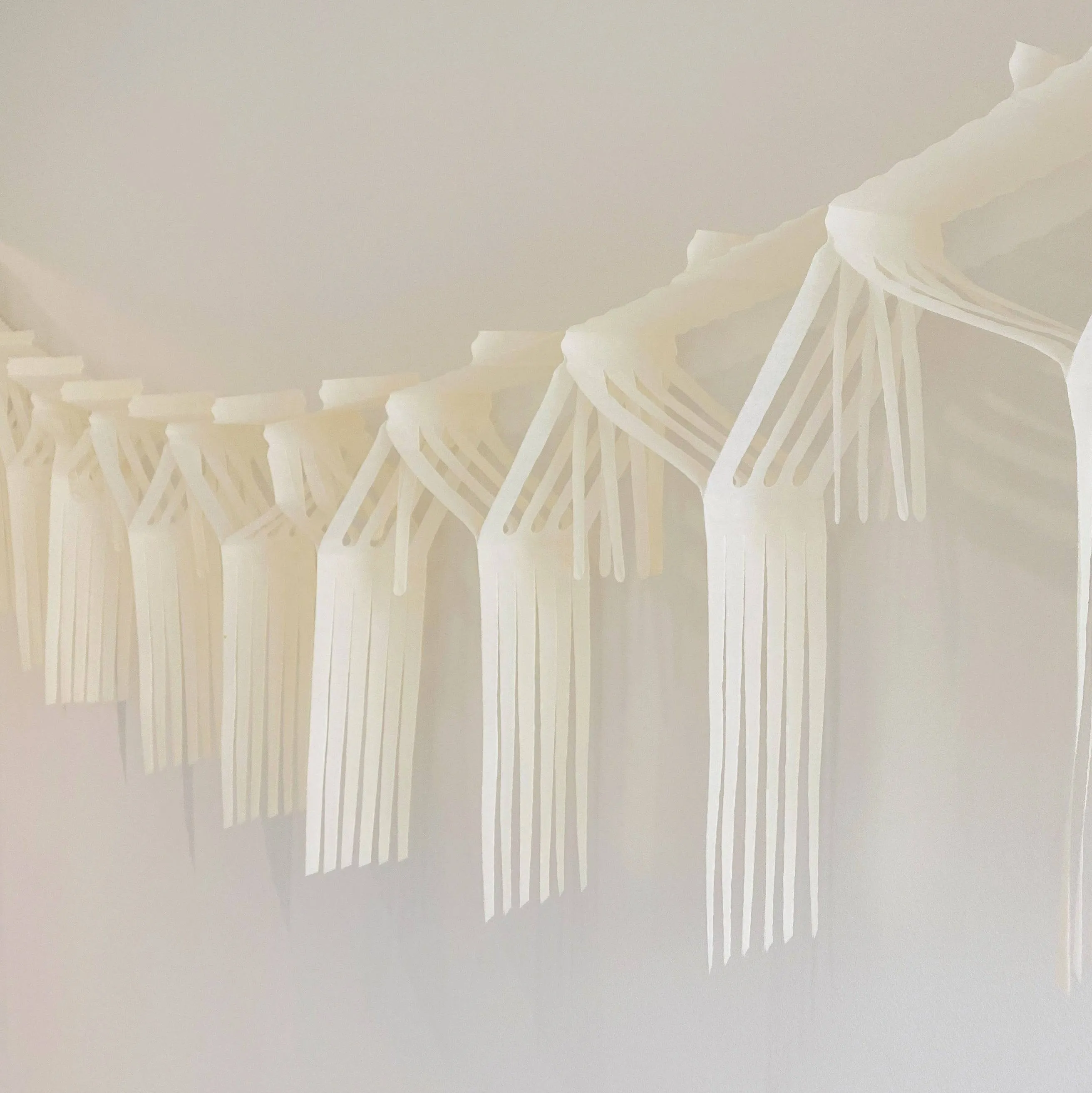 Ivory 10 Ft Tissue Boho Fringe Garland S6163