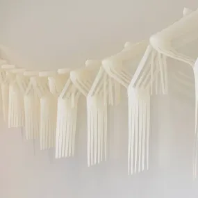 Ivory 10 Ft Tissue Boho Fringe Garland S6163