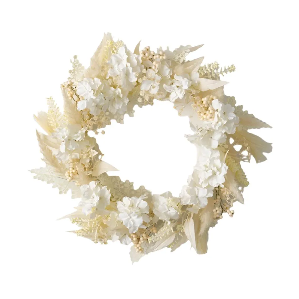 Ivory Hydrangea Pampas Wreath