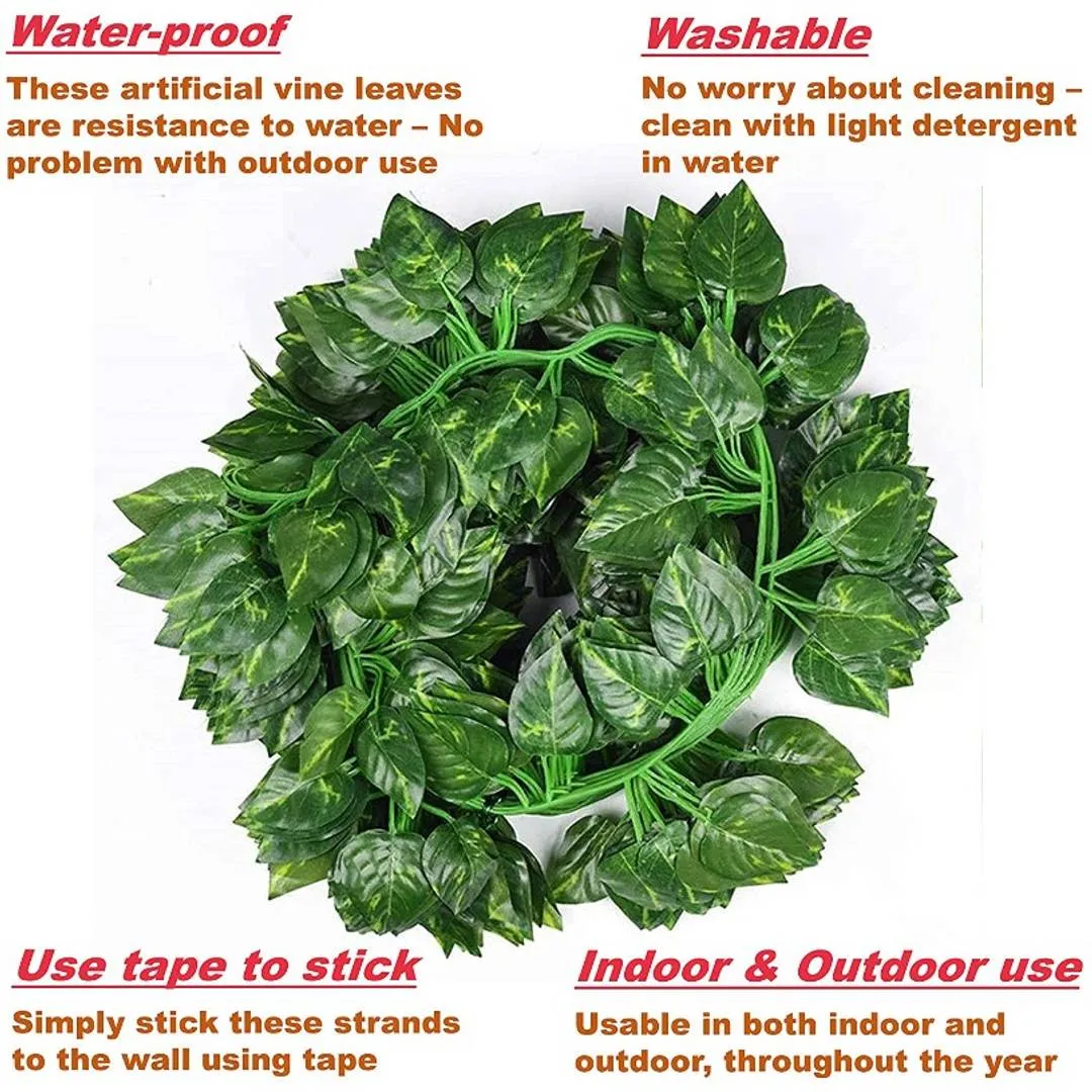 KIANO Artificial Vine Creeper Plants for Home Decor Main Door Wall Balcony Office Decoration Party Festival Craft, Contains 30 Leaves -Each String 7.2 ft ( Pack of 6 String)
