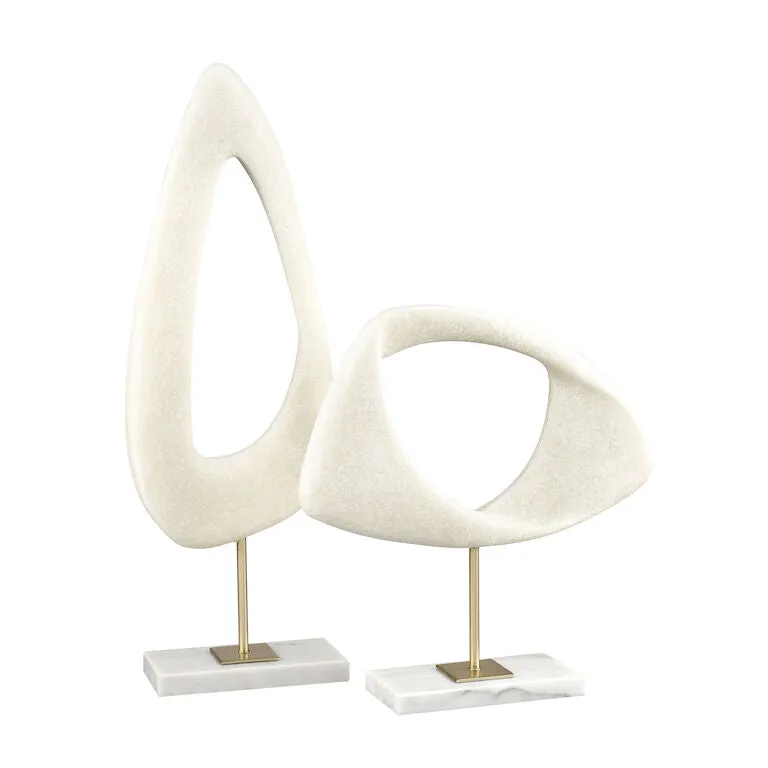 Marble, Resin, & Brass Midcentury Modern Sculptures