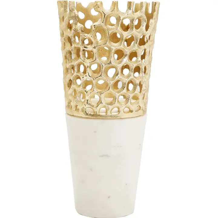 Metal Punctured Vase on Marble Base