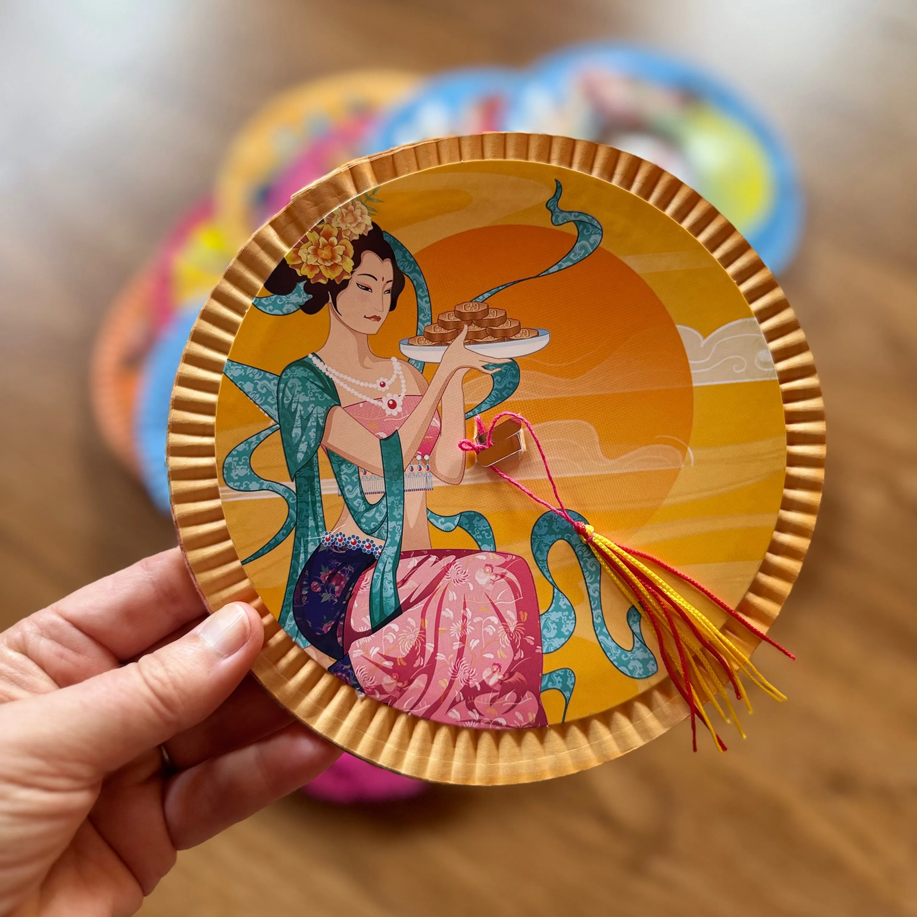 Mid-Autumn Moon Goddess Printed 12 Pack mixed corrugated paper cylinder lanterns