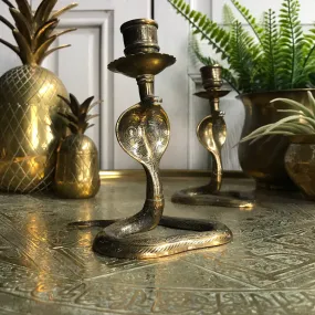 Mid Century Brass Cobra Candlesticks (pair)