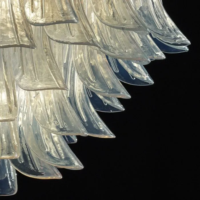 Mid-Century-Style Opaline Murano Glass Petal Chandelier