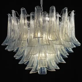 Mid-Century-Style Opaline Murano Glass Petal Chandelier