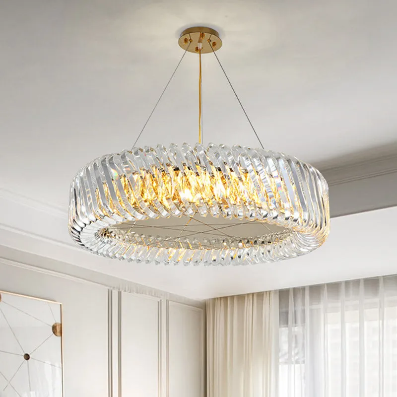 Minimalist K9 Crystal Chandelier Pendant Light Fixture - Available in 4/8/12 lights, Gold