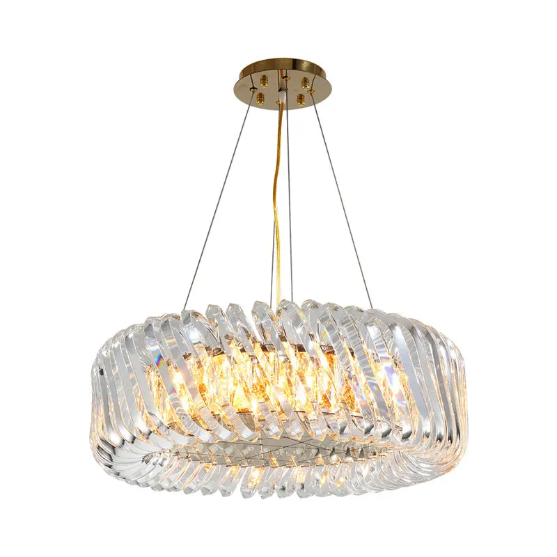 Minimalist K9 Crystal Chandelier Pendant Light Fixture - Available in 4/8/12 lights, Gold