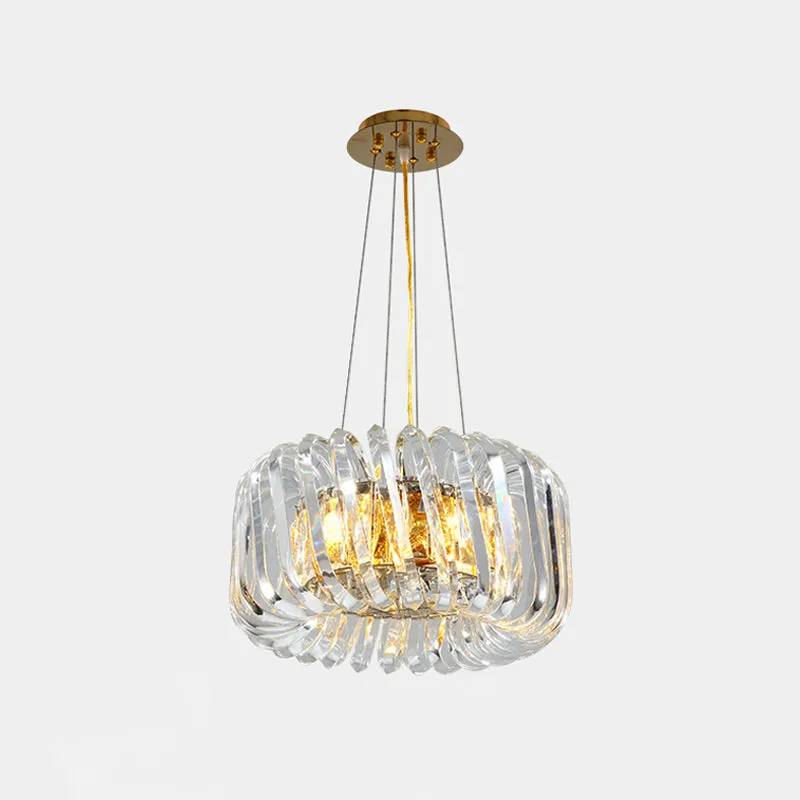 Minimalist K9 Crystal Chandelier Pendant Light Fixture - Available in 4/8/12 lights, Gold