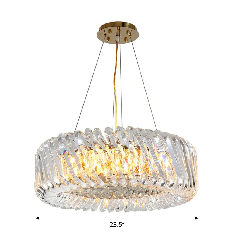 Minimalist K9 Crystal Chandelier Pendant Light Fixture - Available in 4/8/12 lights, Gold