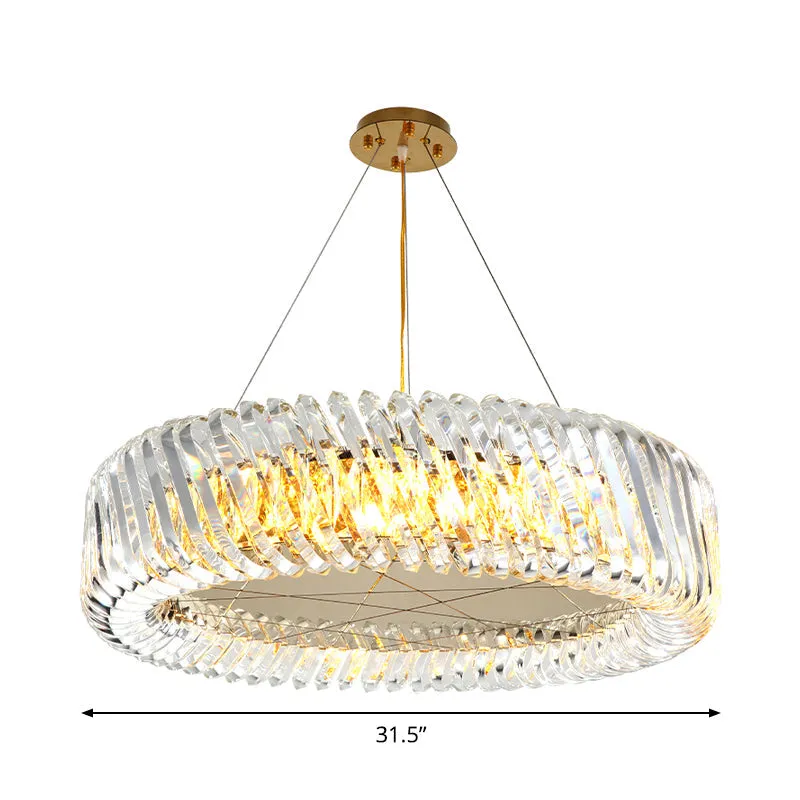 Minimalist K9 Crystal Chandelier Pendant Light Fixture - Available in 4/8/12 lights, Gold