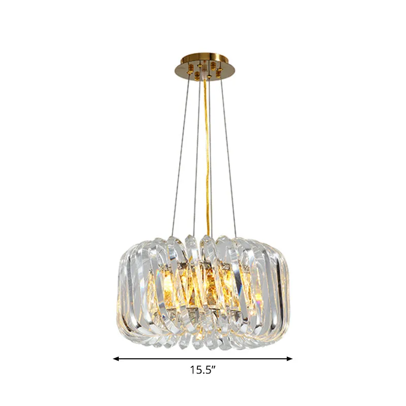 Minimalist K9 Crystal Chandelier Pendant Light Fixture - Available in 4/8/12 lights, Gold