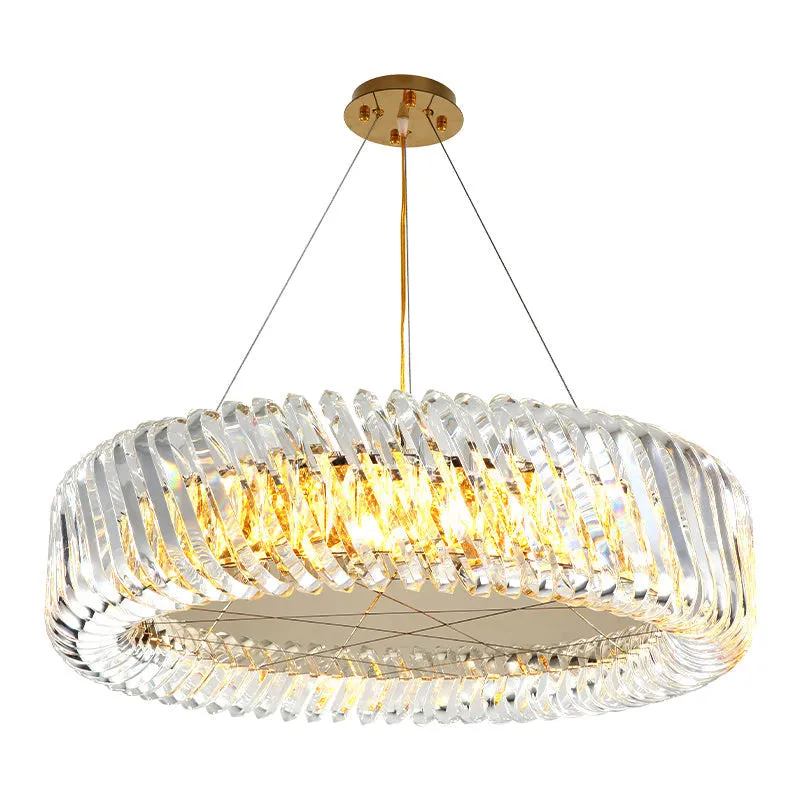 Minimalist K9 Crystal Chandelier Pendant Light Fixture - Available in 4/8/12 lights, Gold