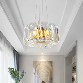 Minimalist K9 Crystal Chandelier Pendant Light Fixture - Available in 4/8/12 lights, Gold