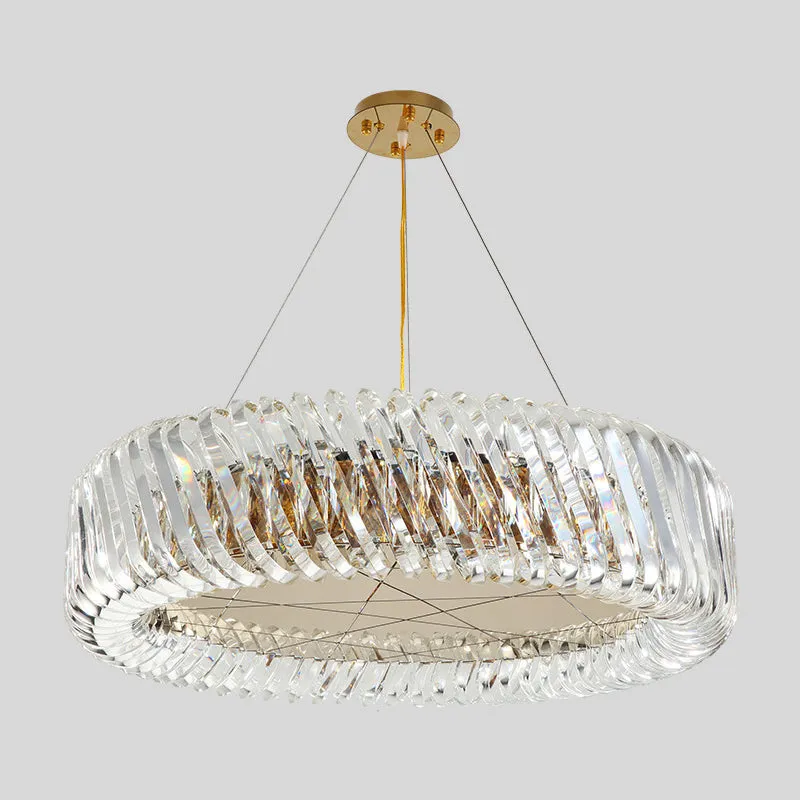 Minimalist K9 Crystal Chandelier Pendant Light Fixture - Available in 4/8/12 lights, Gold