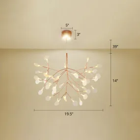 Minimalist Rose Gold LED Pendant Lamp: Stainless Steel Leaf Chandelier for Restaurants