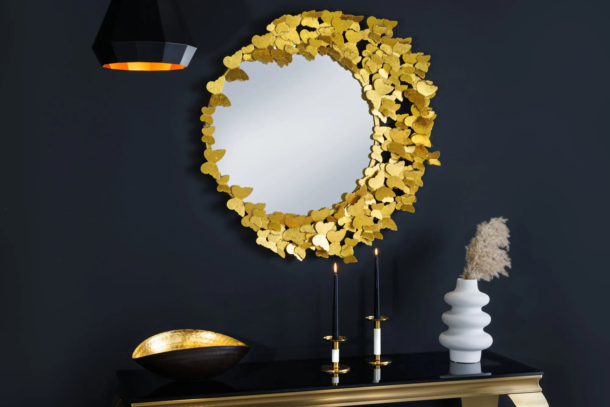 Mirror Butterfly Asymmetrical 78cm Metal Gold