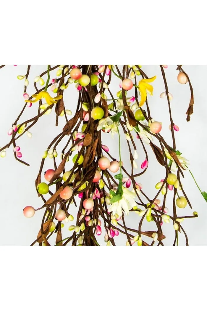Mixed Berry Garland with Forsythia & Coordinating Mixed Flowers