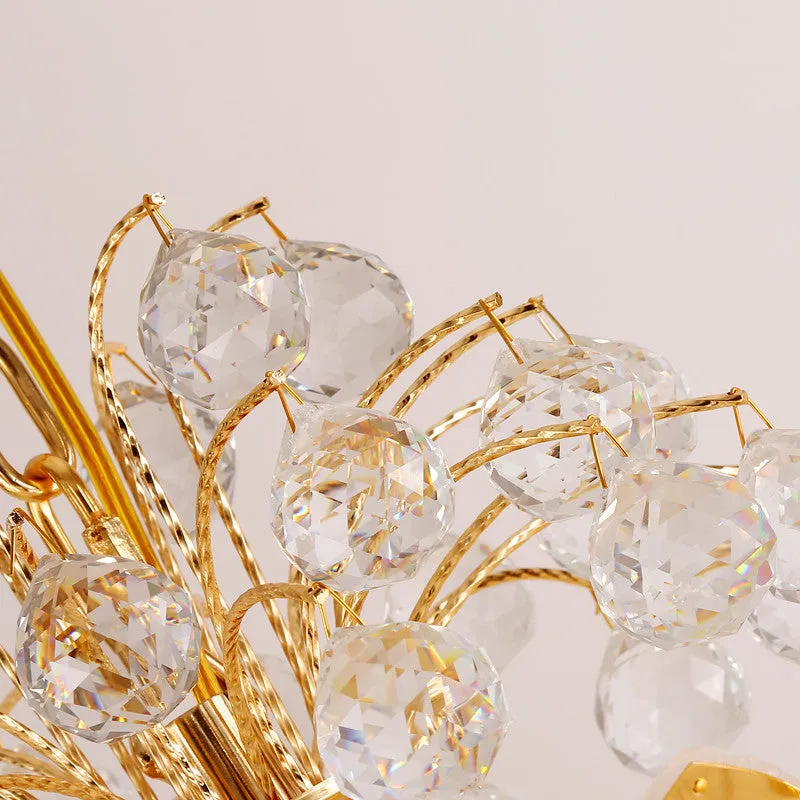 Modern Crystal Drum Chandelier: Elegant 3-Light Gold Ceiling Fixture for Dining Room