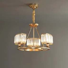 Modern Crystal Prism Pendant Chandelier - Gold Finish Hanging Light for Living Room
