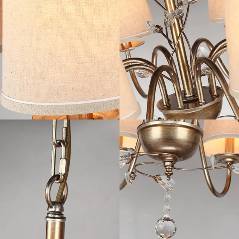 Modern Nickel Fabric Conical Chandelier Light: Contemporary Suspension Fixture
