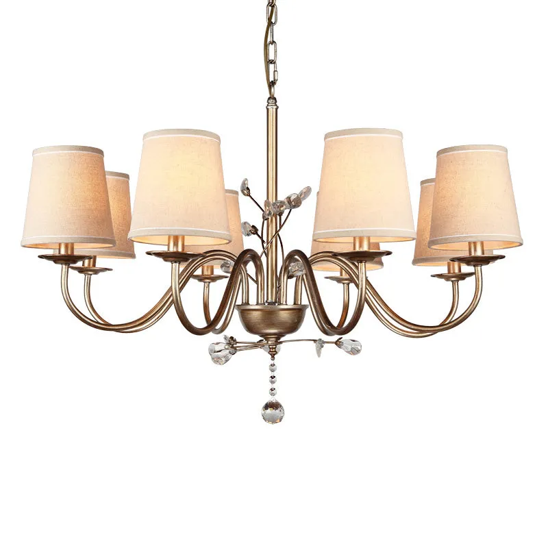 Modern Nickel Fabric Conical Chandelier Light: Contemporary Suspension Fixture
