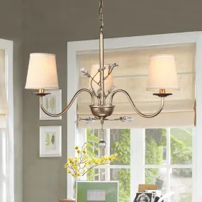 Modern Nickel Fabric Conical Chandelier Light: Contemporary Suspension Fixture
