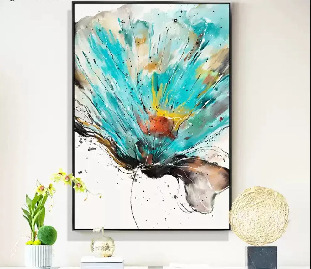 Modern simple and fresh watercolor flower hanging paintings, entrance decoration paintings, shoe cabinets, tables, light luxury restaurant murals
