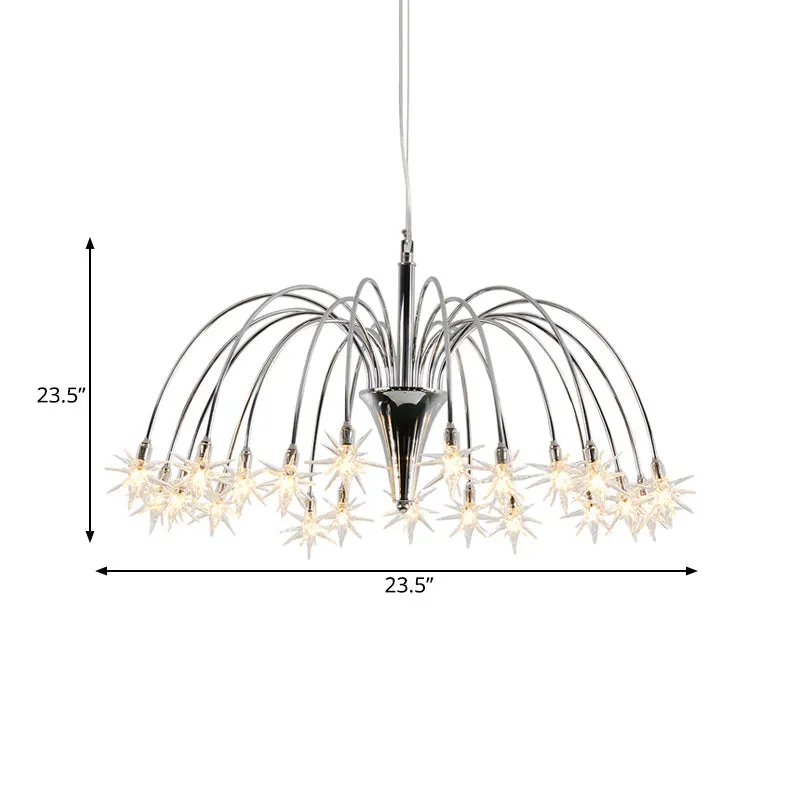 Modern Star Crystal Chandelier with 12/18 Clear Lights and Silver Finish