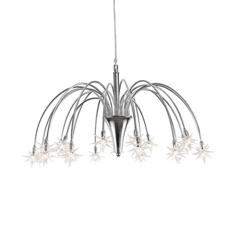 Modern Star Crystal Chandelier with 12/18 Clear Lights and Silver Finish