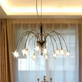 Modern Star Crystal Chandelier with 12/18 Clear Lights and Silver Finish