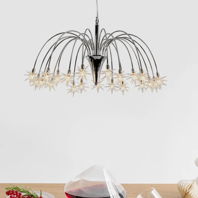 Modern Star Crystal Chandelier with 12/18 Clear Lights and Silver Finish