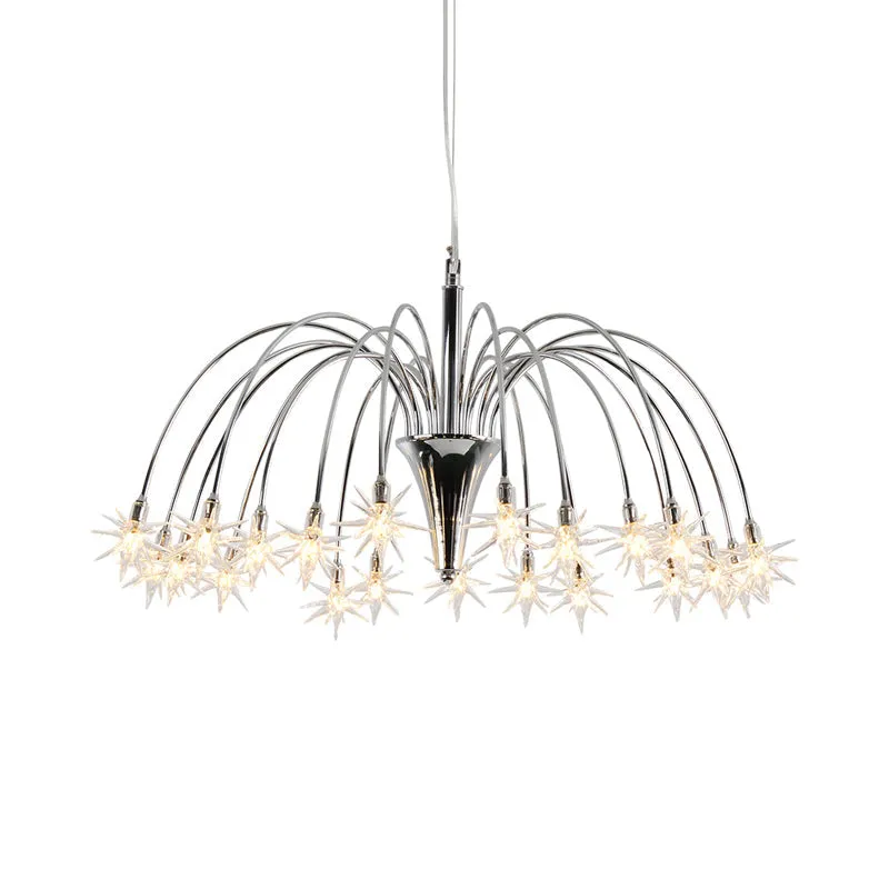 Modern Star Crystal Chandelier with 12/18 Clear Lights and Silver Finish