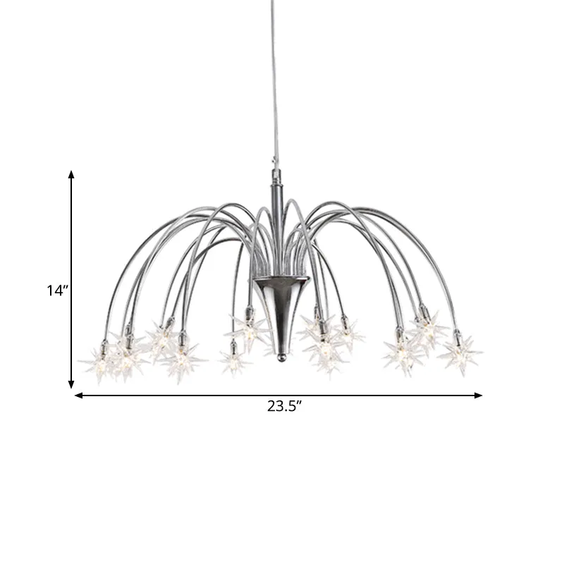 Modern Star Crystal Chandelier with 12/18 Clear Lights and Silver Finish