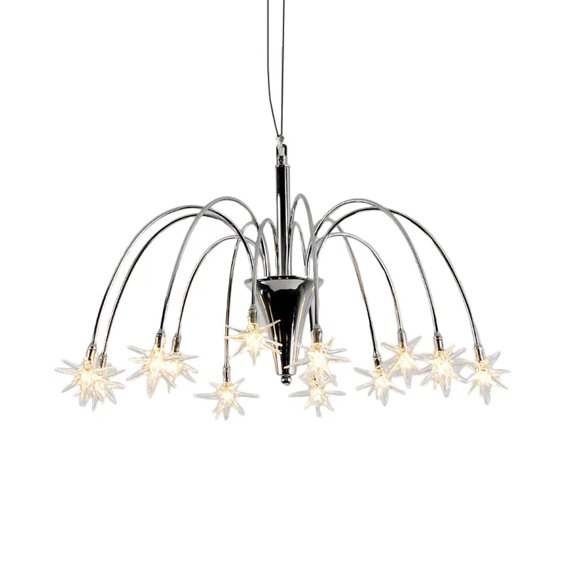 Modern Star Crystal Chandelier with 12/18 Clear Lights and Silver Finish