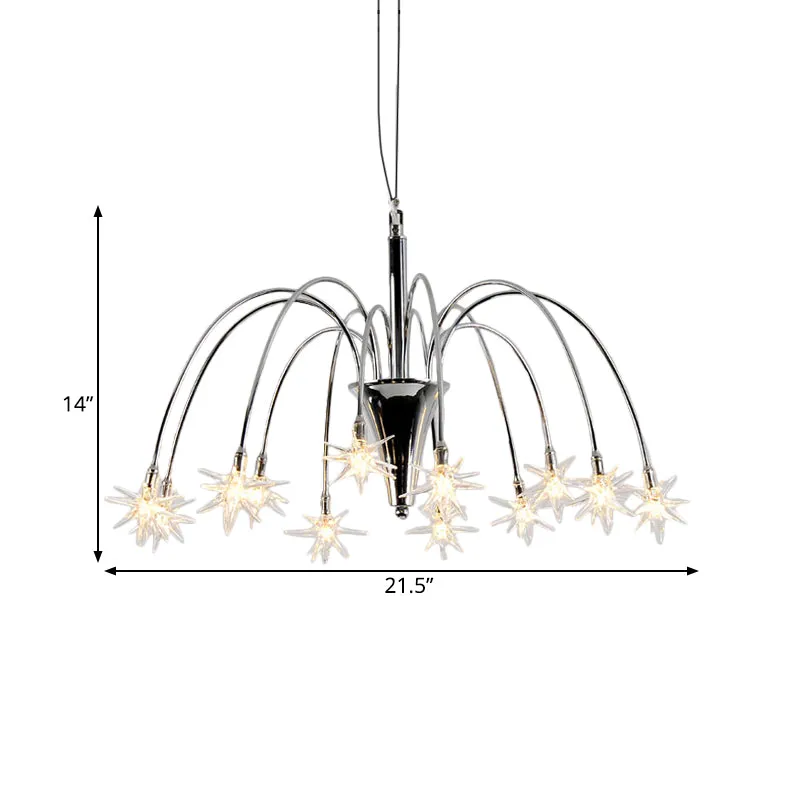 Modern Star Crystal Chandelier with 12/18 Clear Lights and Silver Finish