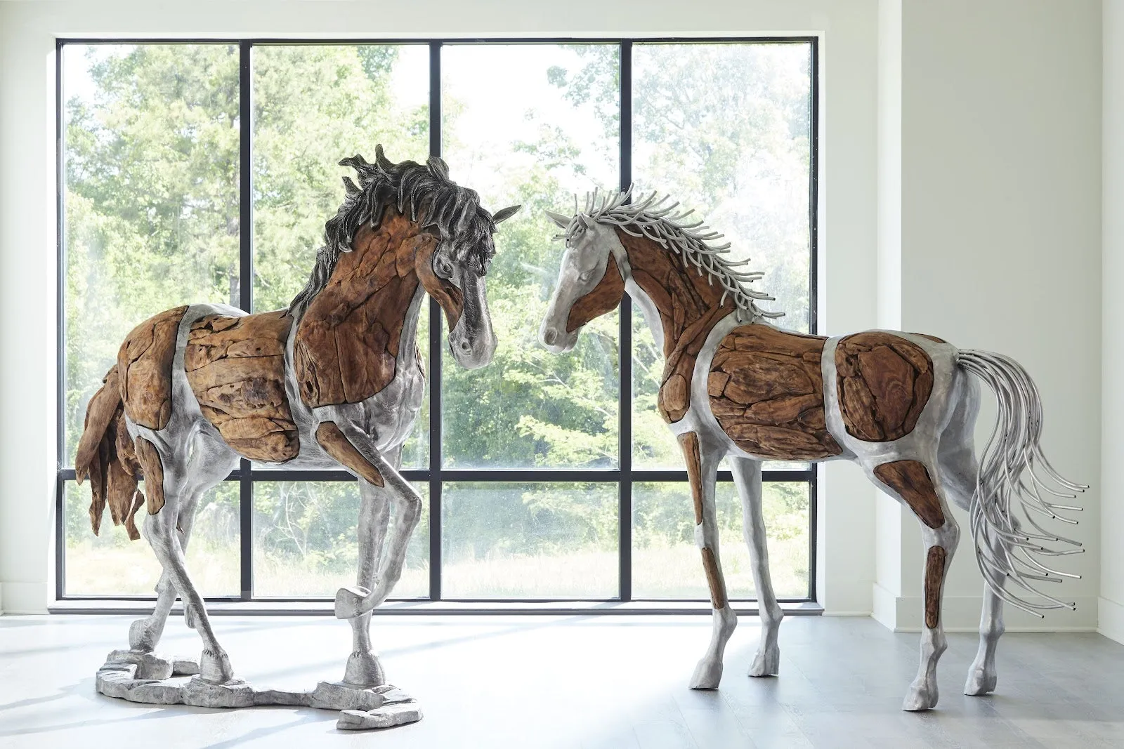 Mustang Horse Woodland Sculpture Standing