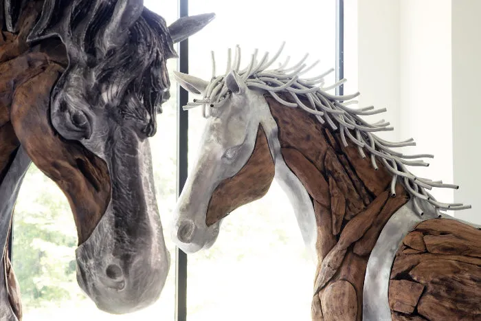 Mustang Horse Woodland Sculpture Standing
