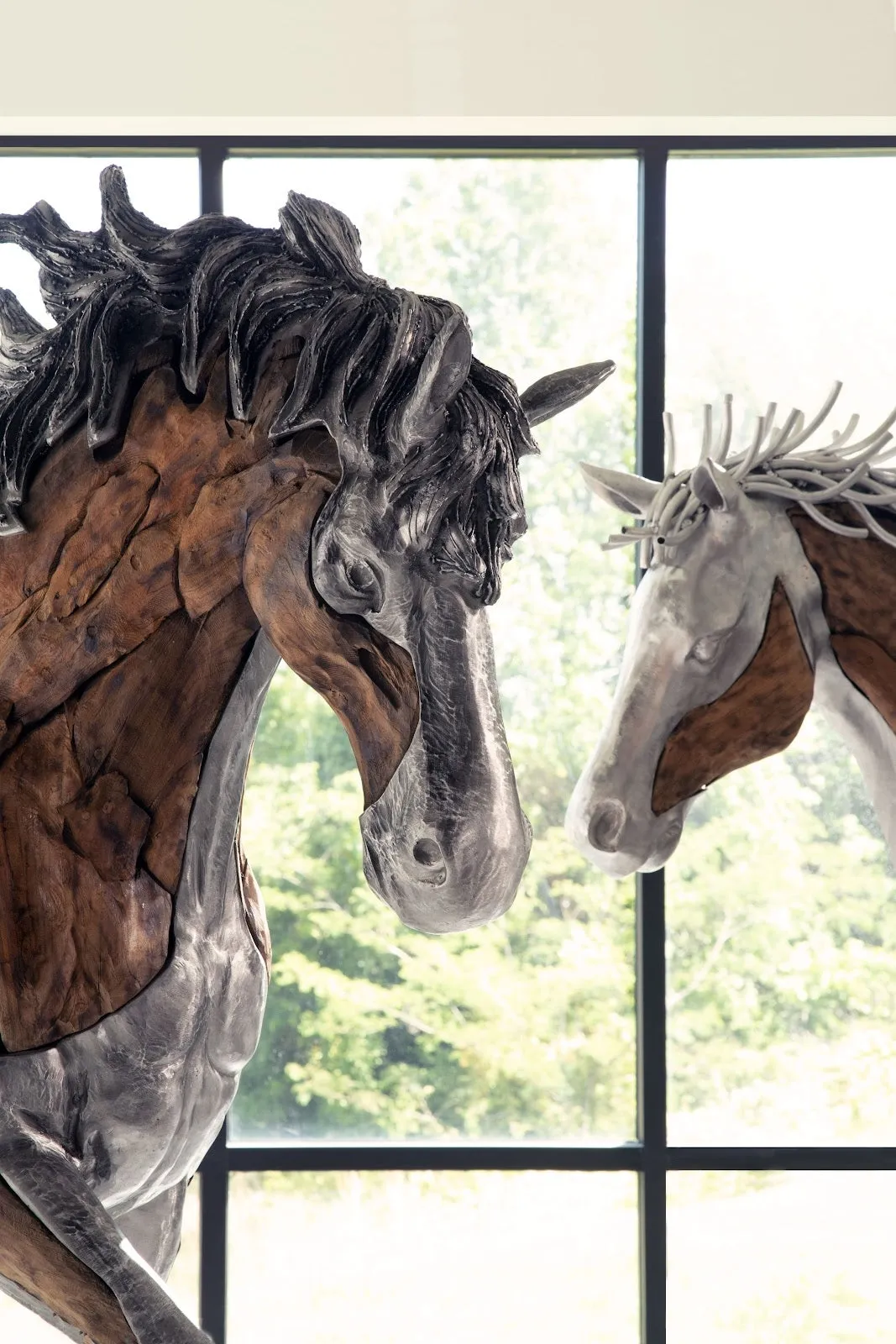 Mustang Horse Woodland Sculpture Standing