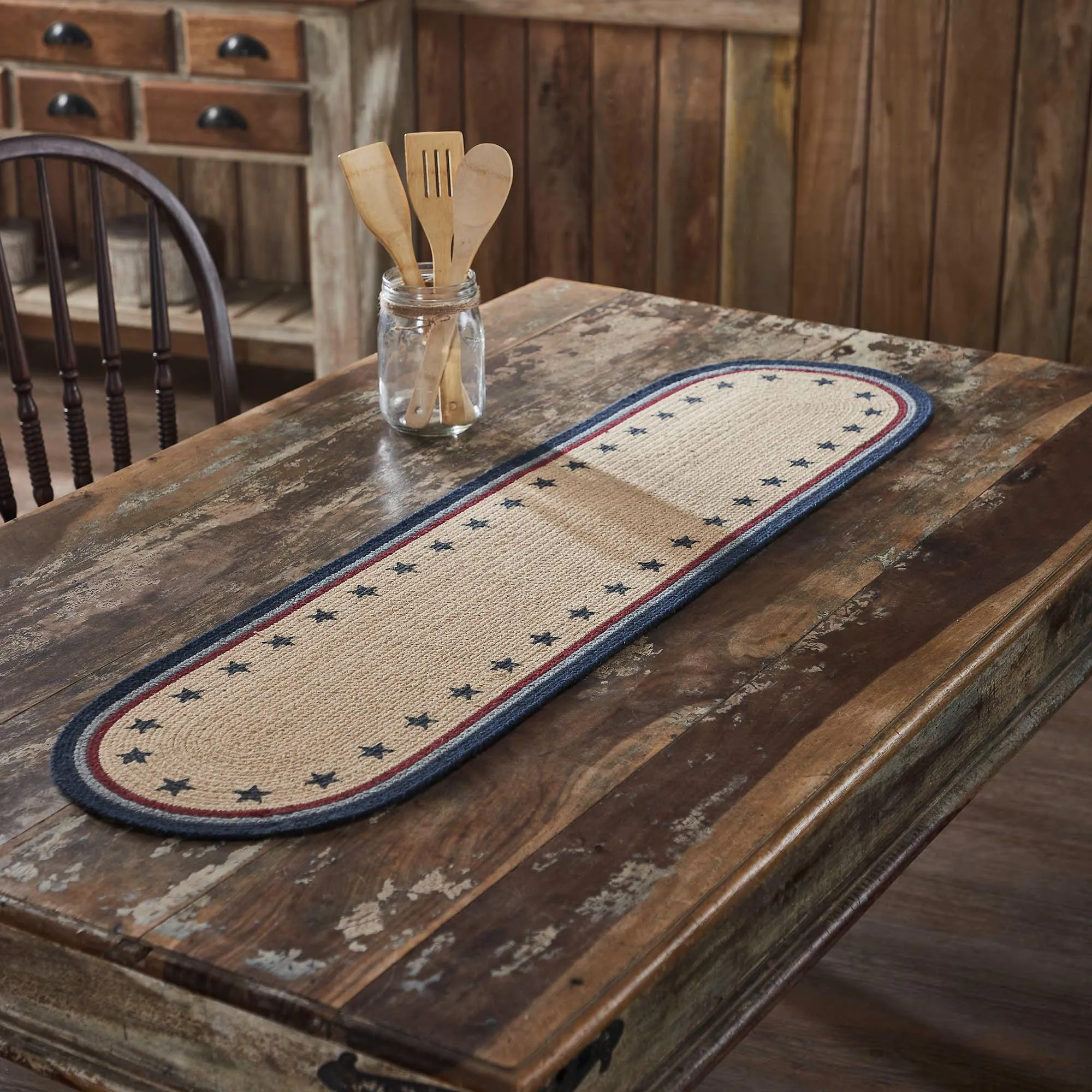 My Country Oval Runner Stencil Stars 12x48
