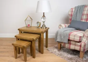 'Oakwood Living' Country Oak Nest Of 3 Side Tables