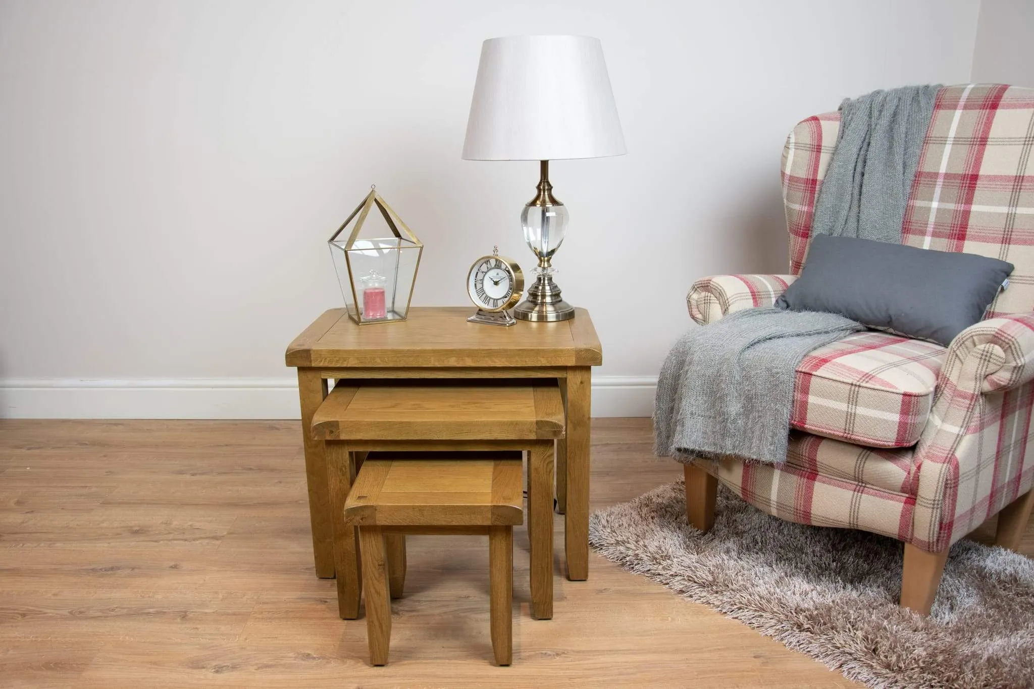 'Oakwood Living' Country Oak Nest Of 3 Side Tables