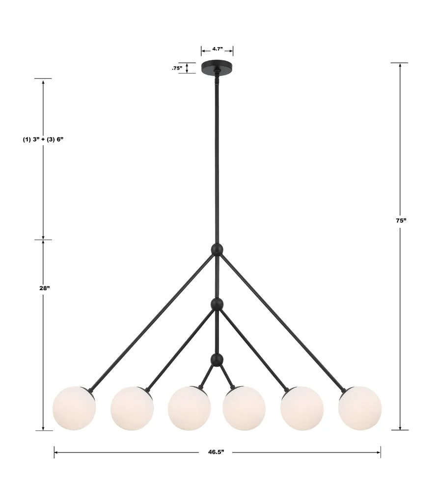 Omni 6 Light Matte Black Chandelier