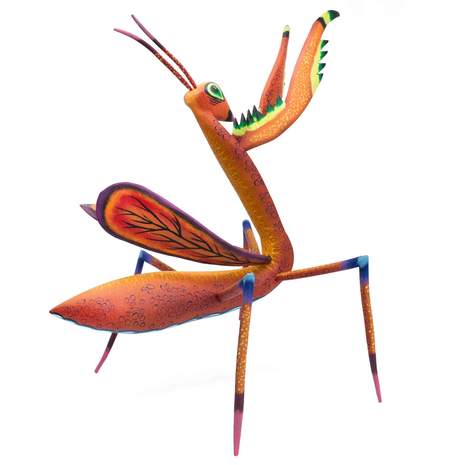 Orange Mantis Alebrije, Copal Wood