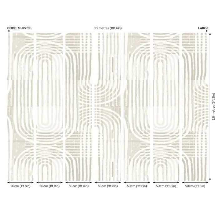 Origin Curved Line Wall Mural Grey