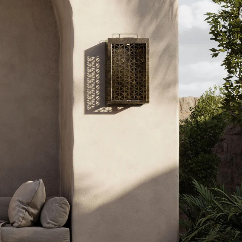Outdoor Mediterranean Perforated Brass Wall Light